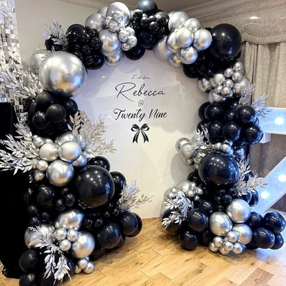 Black and Silver Balloons Arch Kit - Image 6