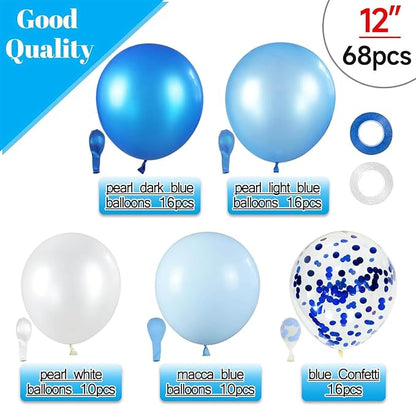 68Pcs Blue and White Balloons Kit 12 Inch, Baby Shower, Graduation Decorations - Image 2