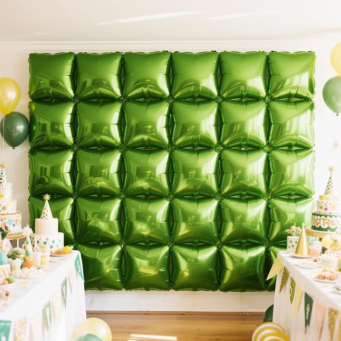 NISOCY 25PCS Olive Green Square Foil Balloons Wall Backdrop | Double Sided Dark - Image 7