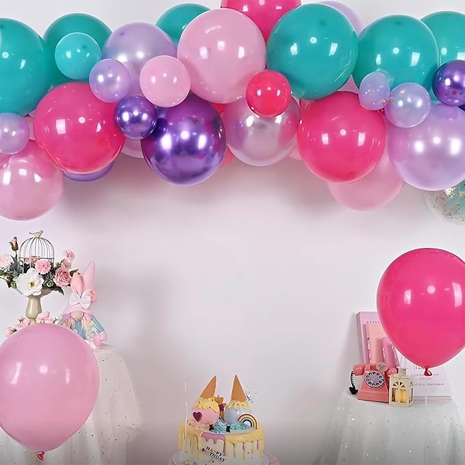 Jobkoo Pink Purple Blue Balloons 60 PCS Metallic Purple Teal Hot Pink Party - Image 5