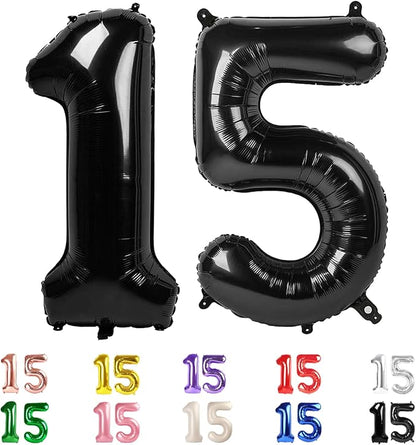 15 Balloon Numbers 40Inch for 15th Year Old Birthday Decorations, Inflation by Mluchee