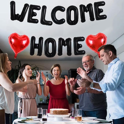 TONIFUL 16 Inch Black WELCOME HOME Foil Letter Balloons Banner Decorations | - Image 5
