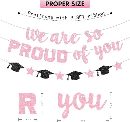 We Are So Proud of You Banner Prestrung Pink Graduation Banner Graduation - Image 4