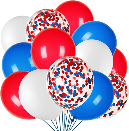 80 PCS Red White Blue Balloons 12 in by JOYYPOP