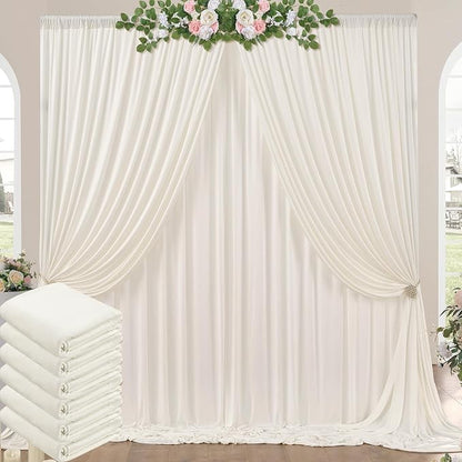 30ft x 10ft Wrinkle Free Ivory Backdrop Curtains by ENJOYYOURPARTY