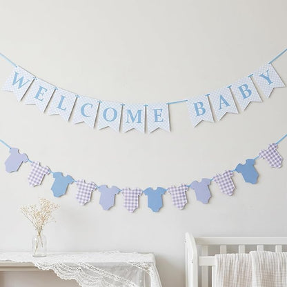 Pre-Strung Baby Boy Baby Shower Banner Sign - Image 2
