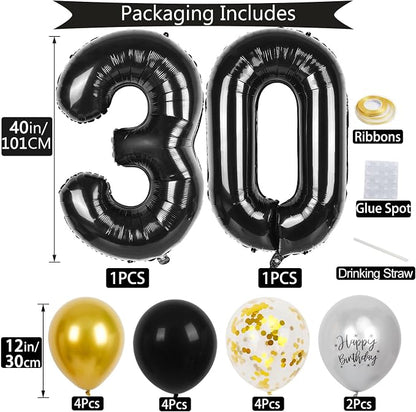 30th Birthday Decorations for Him, 40 inch 30 Balloon Numbers - Image 2