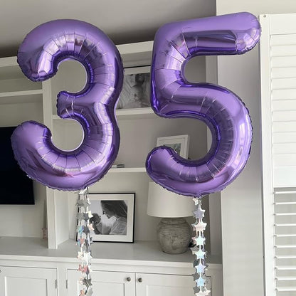 Number 50 Purple Balloons 40 Inch Giant Purple Foil 50 Helium Balloons - Image 5