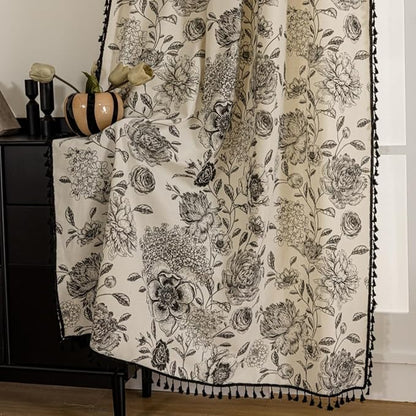 F-CHU Bohemian Curtains for Bedroom 63 Inch Length French Country Floral Drapes by F-CHU
