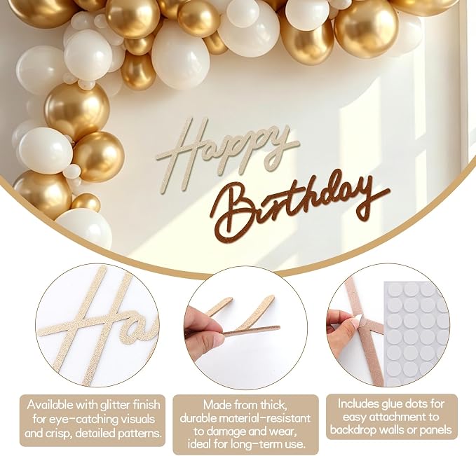 TONIFUL Happy Birthday Sign for Backdrop - Image 2