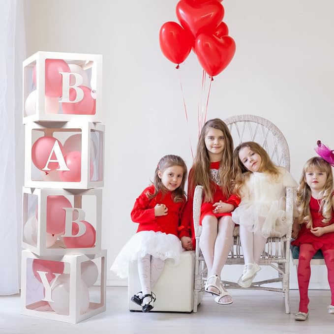 Voircoloria Baby Boxes with Letters, 4 Transparent Balloon - Image 3