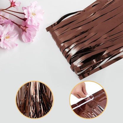 10 Pack Brown Backdrop Curtain 3.2ft x 8.2ft Metallic Tinsel Foil Fringe - Image 4