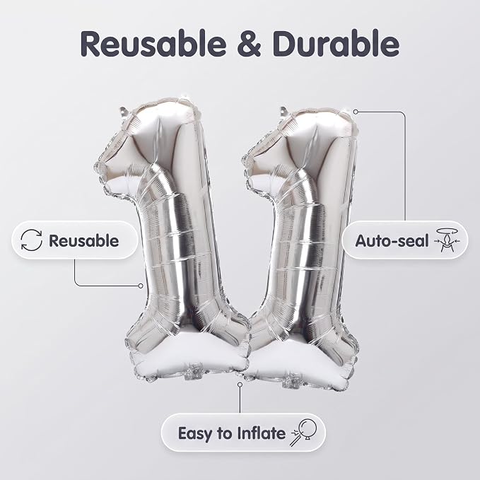 Number 11 Balloon Foil Mylar Balloons - Image 5