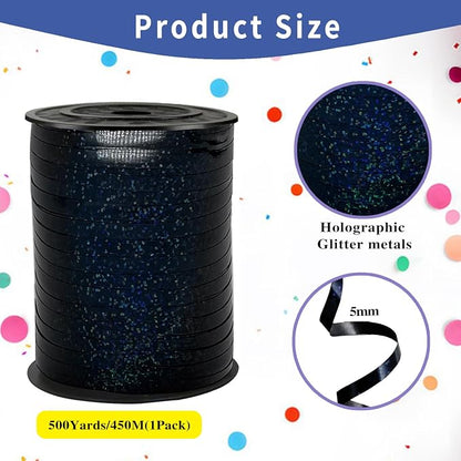 500 Yards Black Shiny Curling Ribbon Wrap, Party Craft Decoration - Image 2