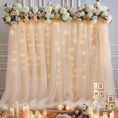 20x8ft Champagne Tulle Backdrop Curtain - Image 4