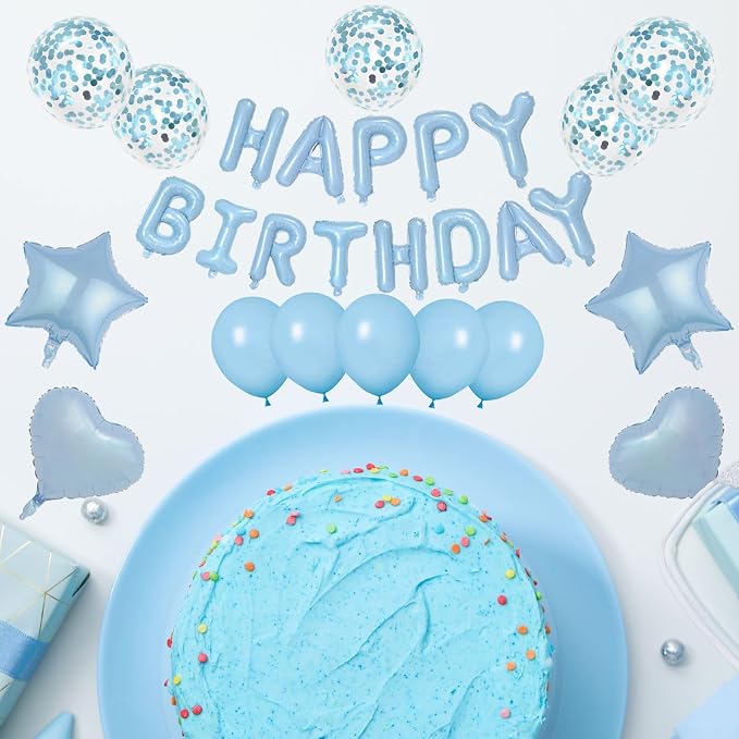 27 Pcs Light Blue Birthday Decorations, 3D Letters Light Blue Happy Birthday - Image 5