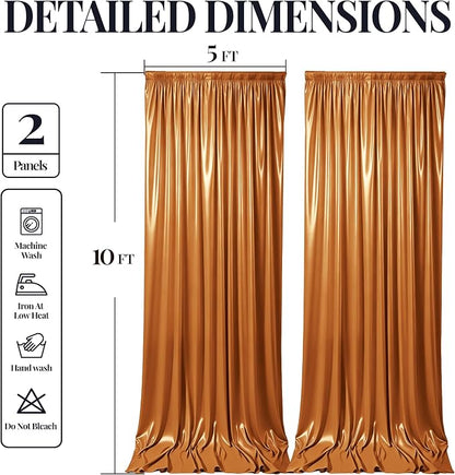10x10ft Rust Orange Glitter Backdrop Curtain - Image 9