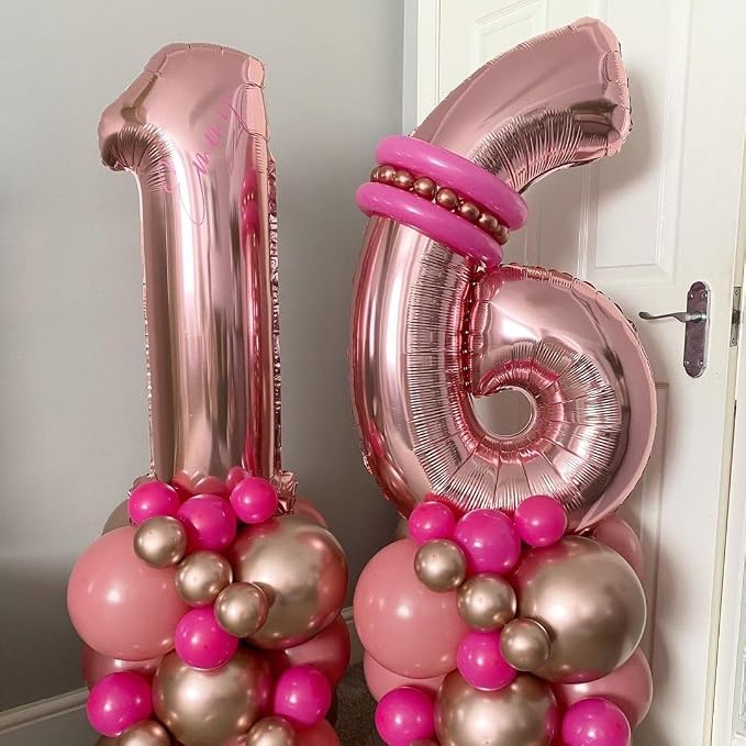 Rose Gold 6 Number Balloons, 40 Inch Big 6 Balloon Numbers Rose Gold 6 Foil - Image 2