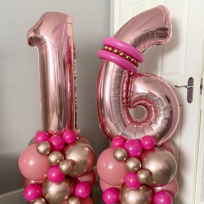Rose Gold 6 Number Balloons, 40 Inch Big 6 Balloon Numbers Rose Gold 6 Foil - Image 2