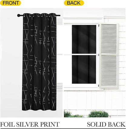 NICETOWN Blackout Curtains for Patio, Modern Foil Printed Geometric Line Home - Image 4