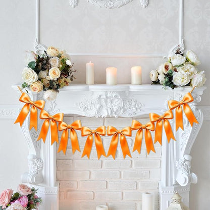 2 Strings of 16PCS Golden Yellow Bow Garlands Banner Decoration, Pre-Strung - Image 5