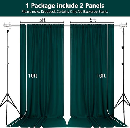 10ft x 10ft Hunter Green Backdrop Curtains - Image 2