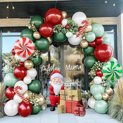Christmas Balloon Arch Kit, Double Stuffed Red Green White Pearl Balloon - Image 8