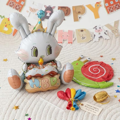 48 PCS Happy Birthday Farm Animals Foil Balloon Decorations Kit - Image 5