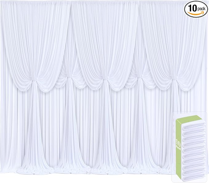 10 Panels White Backdrop Curtains by Tao-GePartyDecorations