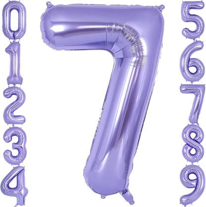 Purple Number 7 Balloon 40 Inch, Big Large Foil Helium Number Balloons by AIQINHU
