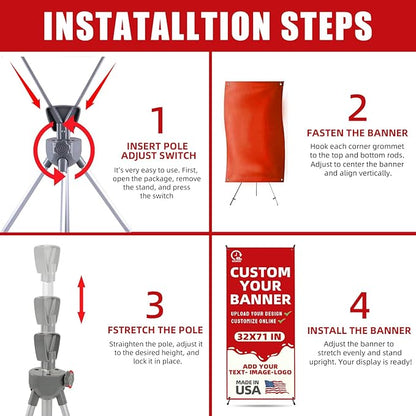Custom Banner with X Stand 32" X 71", Banners and Signs Customize, Portable - Image 3