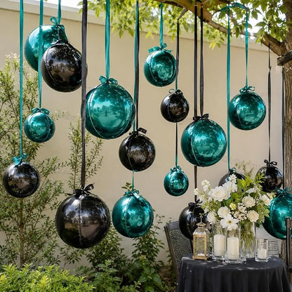 Emerald Green Black Round Foil Balloons - Image 6