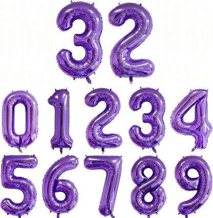 10 Pcs Number Balloons 32 Inch Purple 0-9 Number Mylar Foil Balloons Purple by Unknown