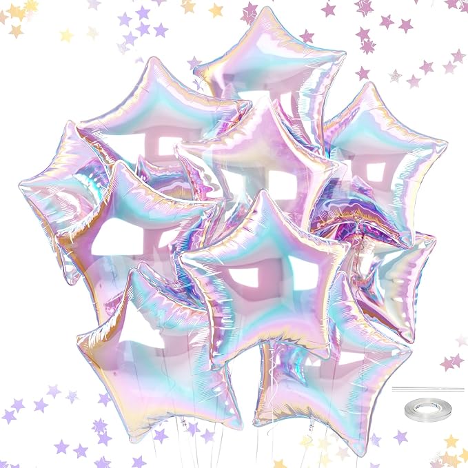 Iridescent Star Balloons, 18 Inches Star Balloon by FEYG