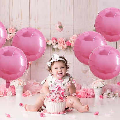 TONIFUL 30Pcs 18 Inch Round Balloons Large Pink Round Shape Foil Ballons Big - Image 5