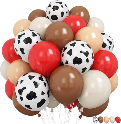 Western Cowgirl Balloons Rodeo 60 Pcs Red Dark Brown Tan Coffee Beige Nude by Froova