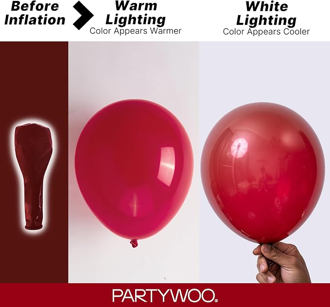 PartyWoo Burgundy Balloons 100pcs Dark Red Maroon Ruby Red Color | 36 18 12 10 - Image 4