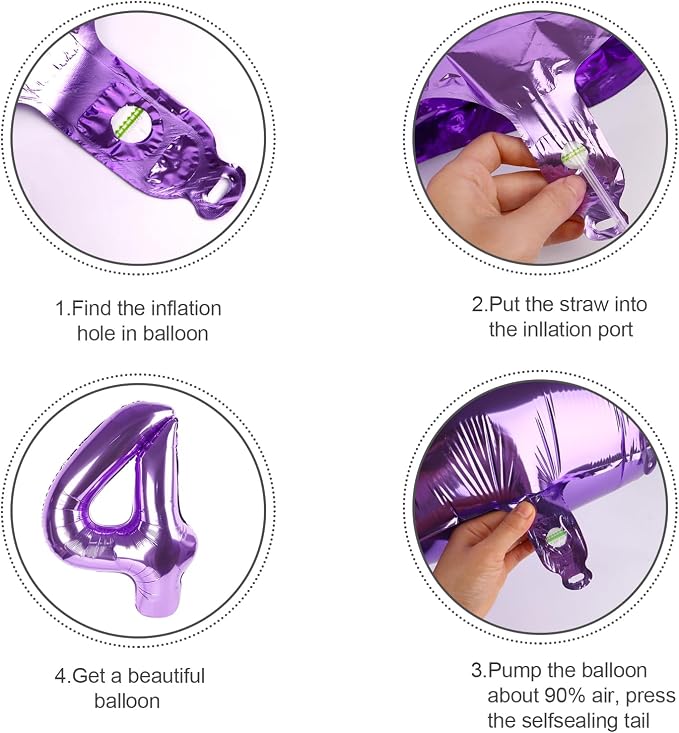 2 Balloon 40 Inch Number Balloons Purple Birthday Decorations - Image 6