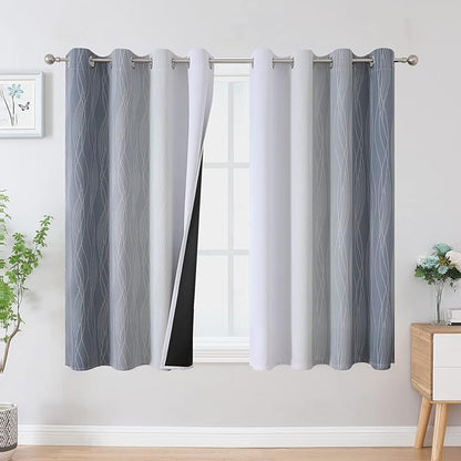 Grayish White and Grey Blackout Curtains by ESTELARTEXTILER