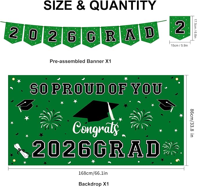 59Pcs Graduation Decorations 2026 Backdrop Balloons Banner Centerpiece Hanging - Image 2