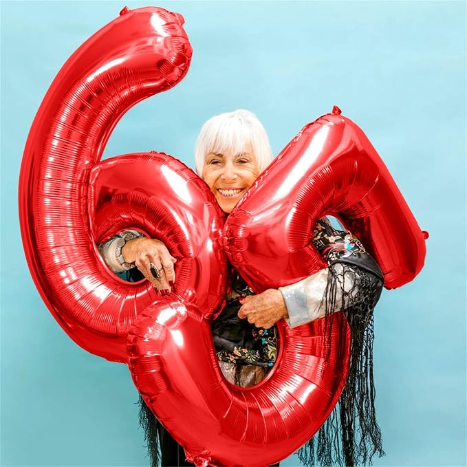 40th Birthday Balloons for Women, 40 Inch Giant Red Foil Number 40 Balloons - Image 4