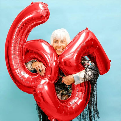 40th Birthday Balloons for Women, 40 Inch Giant Red Foil Number 40 Balloons - Image 4