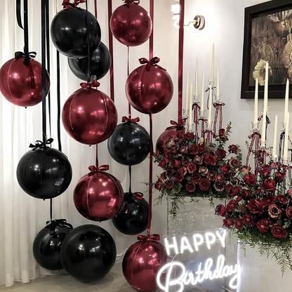 Black Burgundy Round Foil Balloons - Image 9