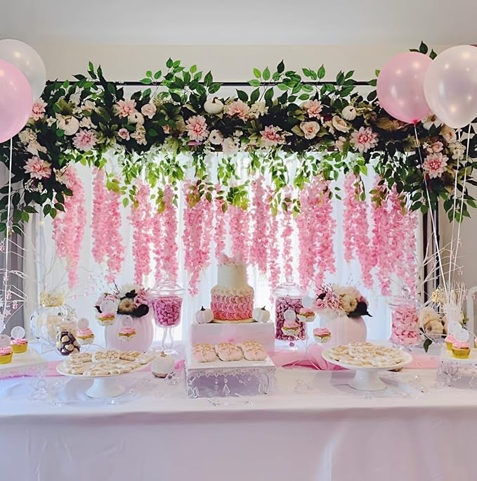 Artificial Wisteria Hanging Flowers Fake Wisteria Flower Garland Silk Vines - Image 2