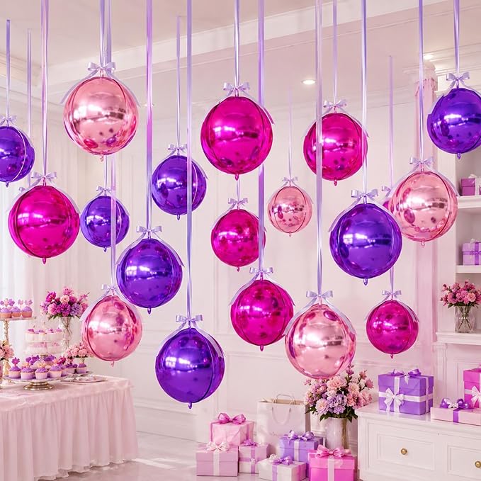 Purple Pink Round Foil Balloons - Image 7