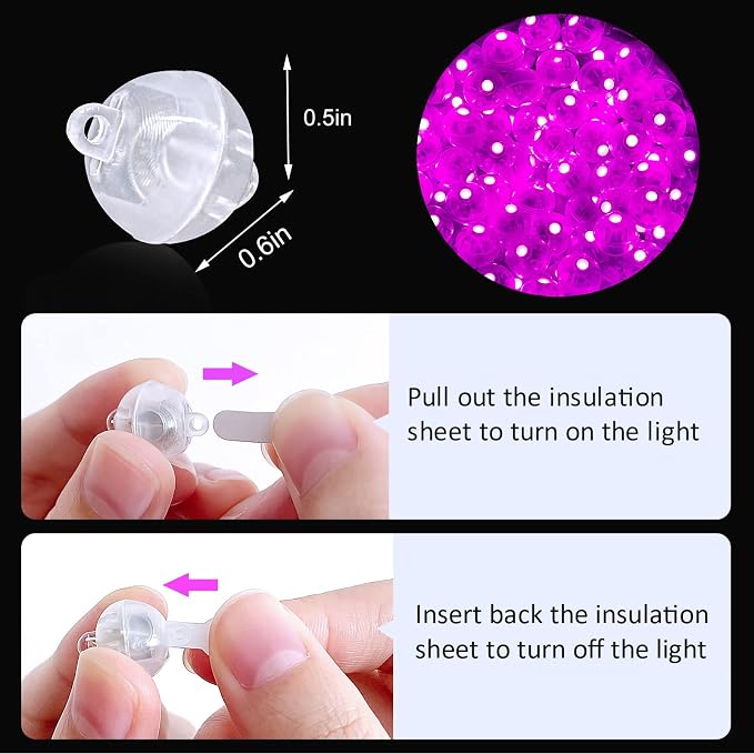 ZGWJ 50PCs Pink Balloon Lights Mini, Battery Powered, Long Standby Time - Image 3