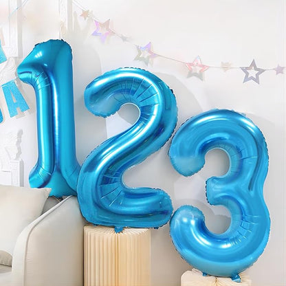 Blue 3 Number Balloon, 40 Inch, Premium Mylar, - Image 6