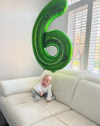 Green Number 6 Balloon 40 Inch, 6th Birthday Party Decorations Men Women | Foil - Image 2