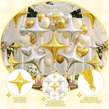 Gold Silver Star Balloons, 26 Inch and 10 Inch Gold Stars Shaped Balloon - Image 3