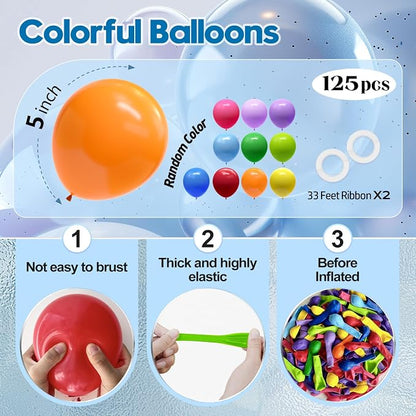 125 pcs Rainbow Latex 5 Inch Balloons, Small Balloons - Image 2